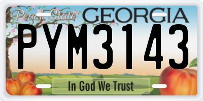GA license plate PYM3143