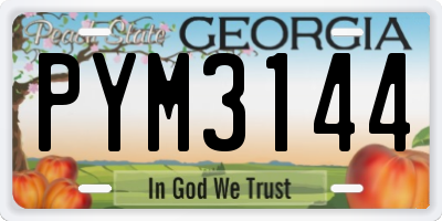 GA license plate PYM3144