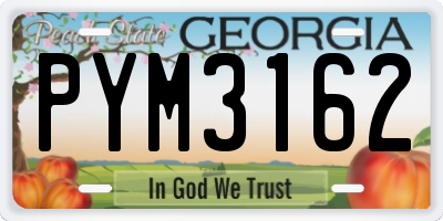 GA license plate PYM3162