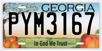 GA license plate PYM3167