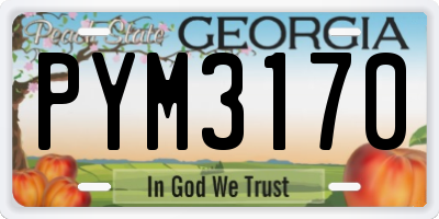 GA license plate PYM3170