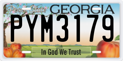 GA license plate PYM3179