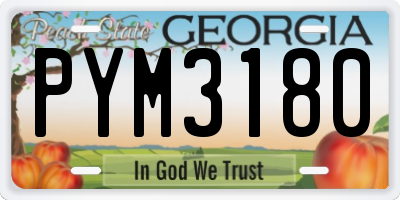GA license plate PYM3180