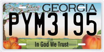 GA license plate PYM3195
