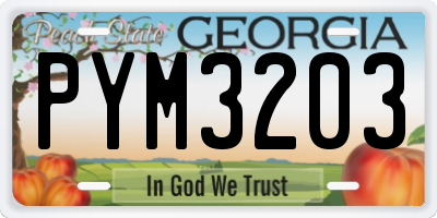 GA license plate PYM3203