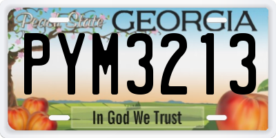 GA license plate PYM3213