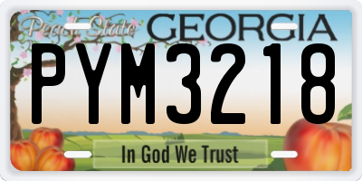 GA license plate PYM3218