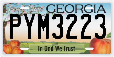 GA license plate PYM3223