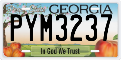 GA license plate PYM3237