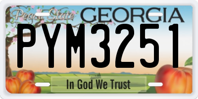 GA license plate PYM3251