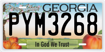 GA license plate PYM3268