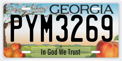 GA license plate PYM3269