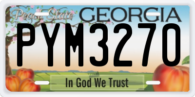 GA license plate PYM3270