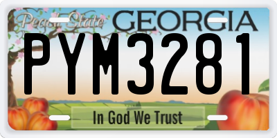 GA license plate PYM3281