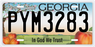 GA license plate PYM3283