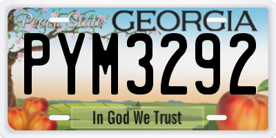 GA license plate PYM3292