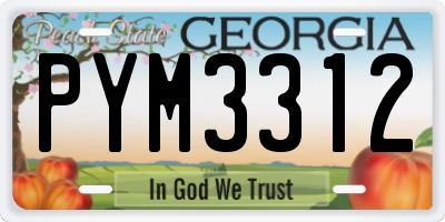 GA license plate PYM3312