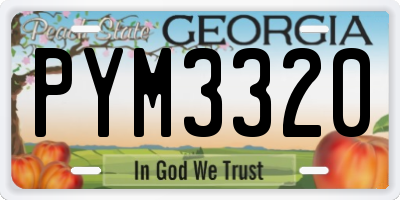 GA license plate PYM3320