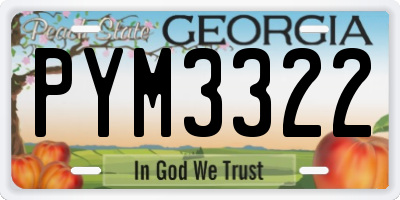 GA license plate PYM3322