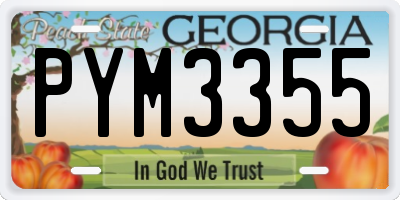 GA license plate PYM3355