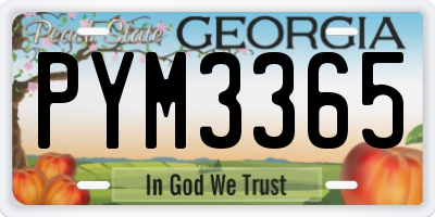 GA license plate PYM3365