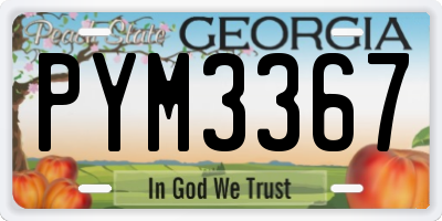 GA license plate PYM3367