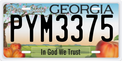 GA license plate PYM3375