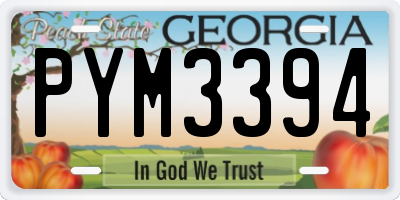 GA license plate PYM3394