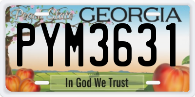 GA license plate PYM3631