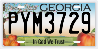 GA license plate PYM3729