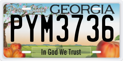 GA license plate PYM3736