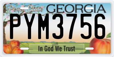 GA license plate PYM3756