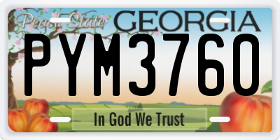 GA license plate PYM3760