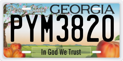 GA license plate PYM3820