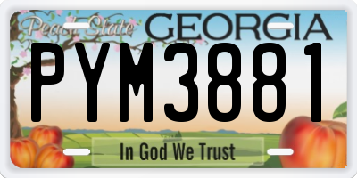 GA license plate PYM3881