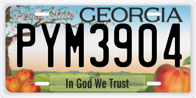 GA license plate PYM3904