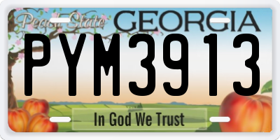 GA license plate PYM3913