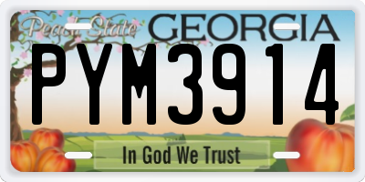 GA license plate PYM3914