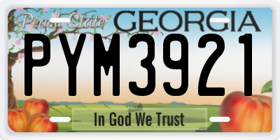 GA license plate PYM3921