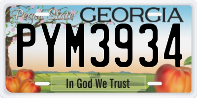 GA license plate PYM3934