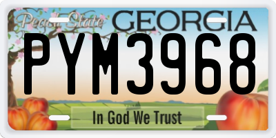 GA license plate PYM3968