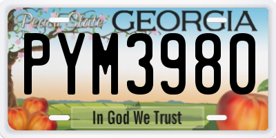 GA license plate PYM3980