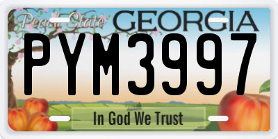 GA license plate PYM3997