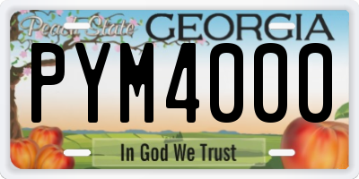 GA license plate PYM4000