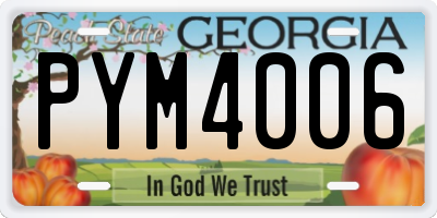 GA license plate PYM4006