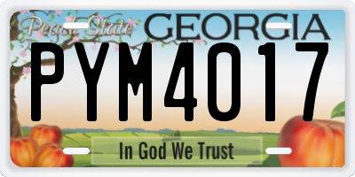 GA license plate PYM4017