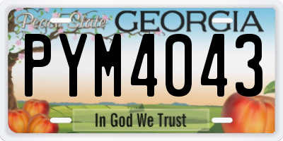 GA license plate PYM4043