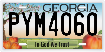 GA license plate PYM4060
