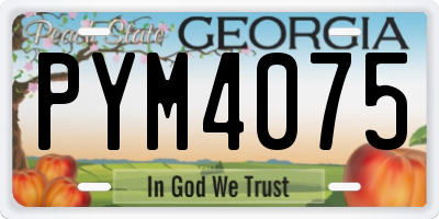 GA license plate PYM4075