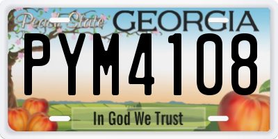 GA license plate PYM4108